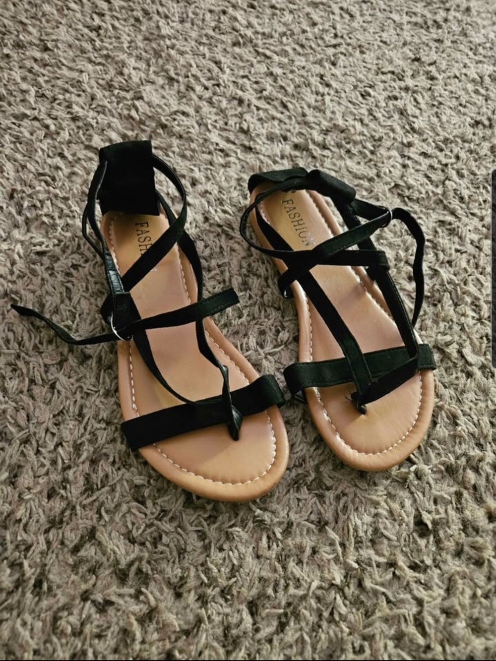 Black Strappy Lace-Up Women's Sandals